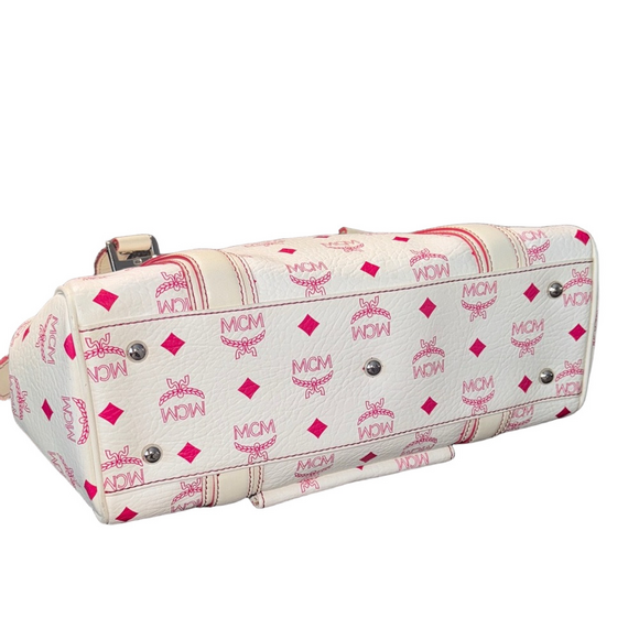 MCM White and Pink Logo Tote - Picture 6 of 10